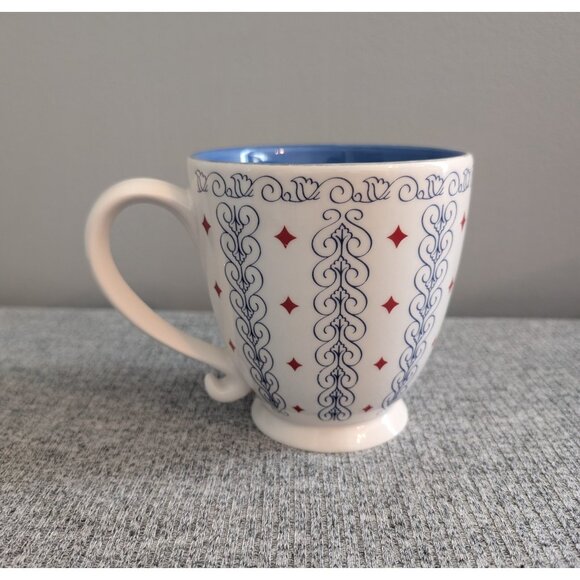 Starbucks "Barista" 18 oz Coffee Mug, Blue Scroll with Red Diamonds, EUC - Picture 2 of 4
